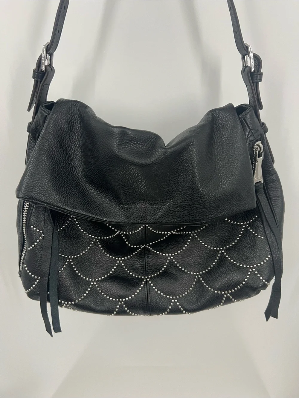 Aimee Kestenberg Bali Black Stud-Accent Hobo Bag